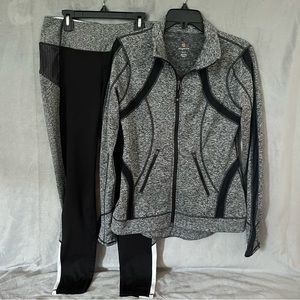 Tangerine Jacket and Leggings Set with Mesh Detailing Size Small